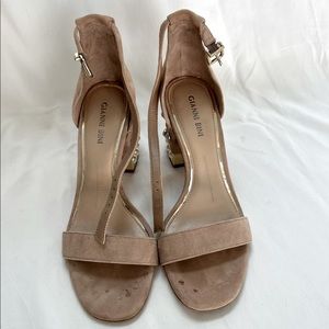 Gianni Bini Suede Jennikah Pearl Block Heels - 7